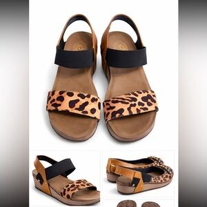 Tatum Leopard Platform Sandals Black Elastic Strap Size 8.5M